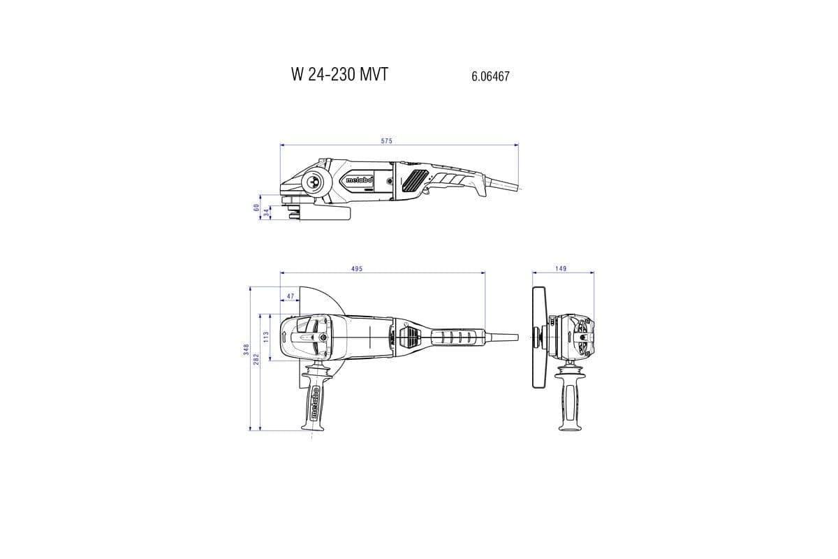 Metabo Angle 9 Inch Grinder - Single Speed 646467420 4
