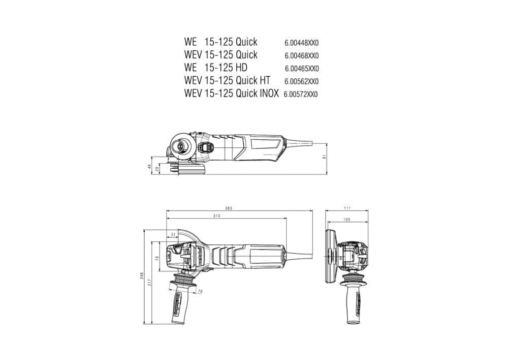 Angle Grinder - Wev 15-125 Ht 5 In. Variable Speed 646562420 4