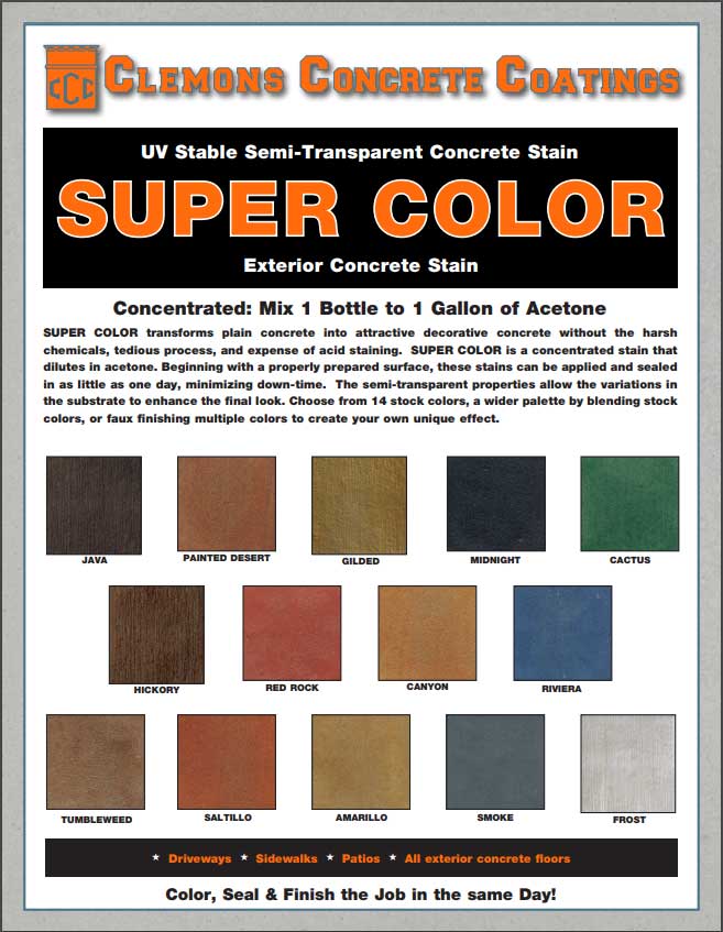 Acetone Concrete Dye - Clemons Super Dye 2