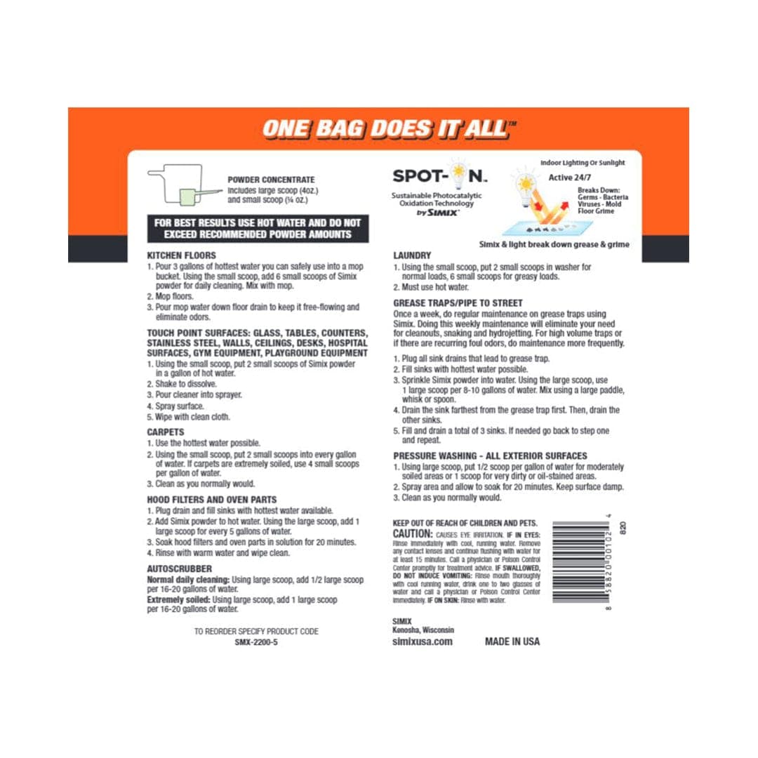 Multi-Surface Cleaner Degreaser - Simix 5Lb 2